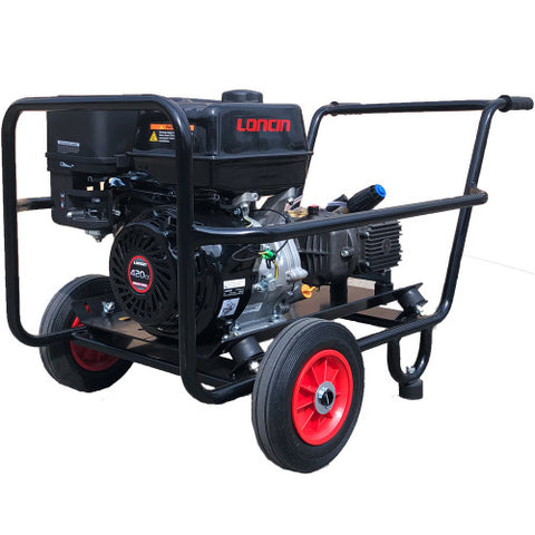 Maxflow Industrial Pressure Washer - Loncin G420 21 LPM Gearbox Driven Trolley Frame (Electric Start)