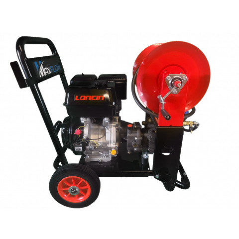Maxflow Industrial Pressure Washer - Loncin G420 21 LPM Gearbox Driven Compact Frame + reel