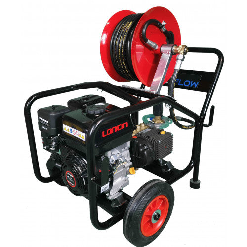 Maxflow Semi-Industrial Pressure Washer - Loncin G200 14 LPM Cage Frame + Reel