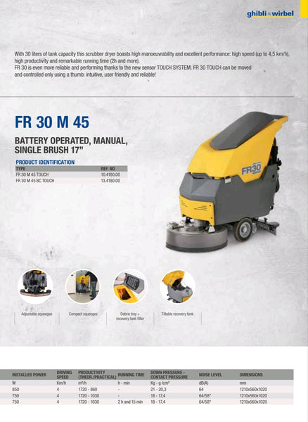 Ghibli & Wirbel FR30 SM45 Touch Walk Behind Scrubber Dryer