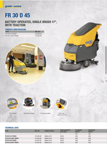 Ghibli & Wirbel FR30 SM45 Touch Walk Behind Scrubber Dryer