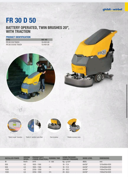Ghibli & Wirbel FR30 SM45 Touch Walk Behind Scrubber Dryer