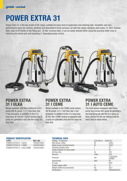 Ghibli & Wirbel Power Extra 31 l CEME Carpet & Upholstery Machine